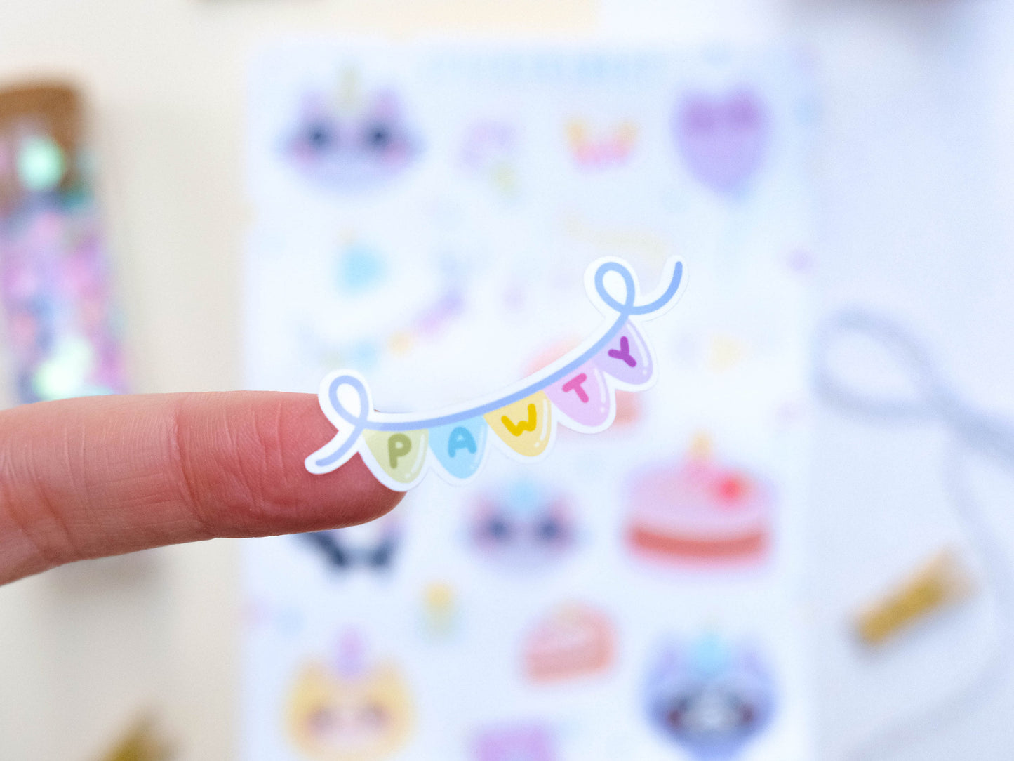 Sticker sheet water resistant Happy Birthday and celebration perfect for Bullet Journal and planner
