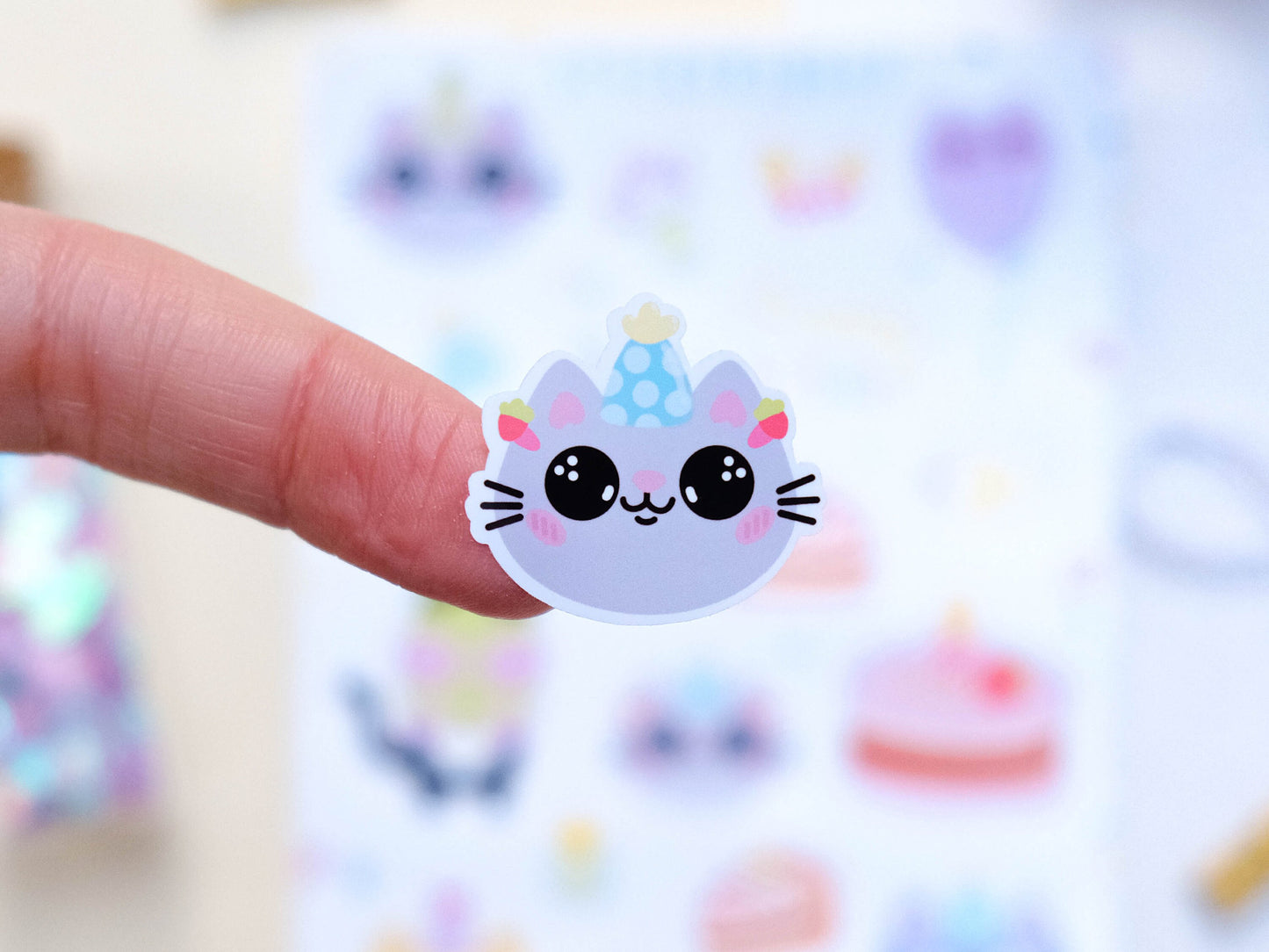 Sticker sheet water resistant Happy Birthday and celebration perfect for Bullet Journal and planner