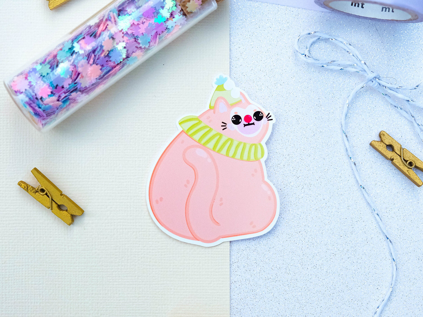 Sticker sheet water resistant Ginger Cat Clown and celebration perfect for Bullet Journal and planner