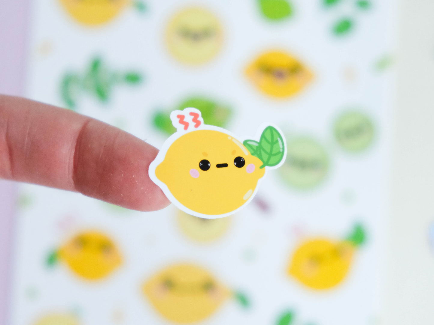 Stickersheet water resistant Lemon and Lime Kawaii to decorate bullet journal and planner