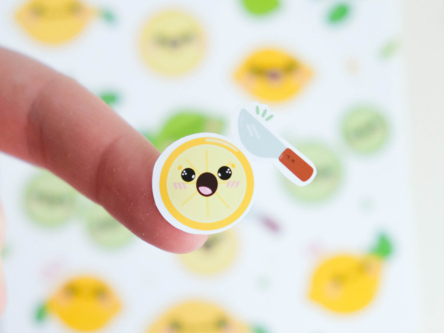 Stickersheet water resistant Lemon and Lime Kawaii to decorate bullet journal and planner