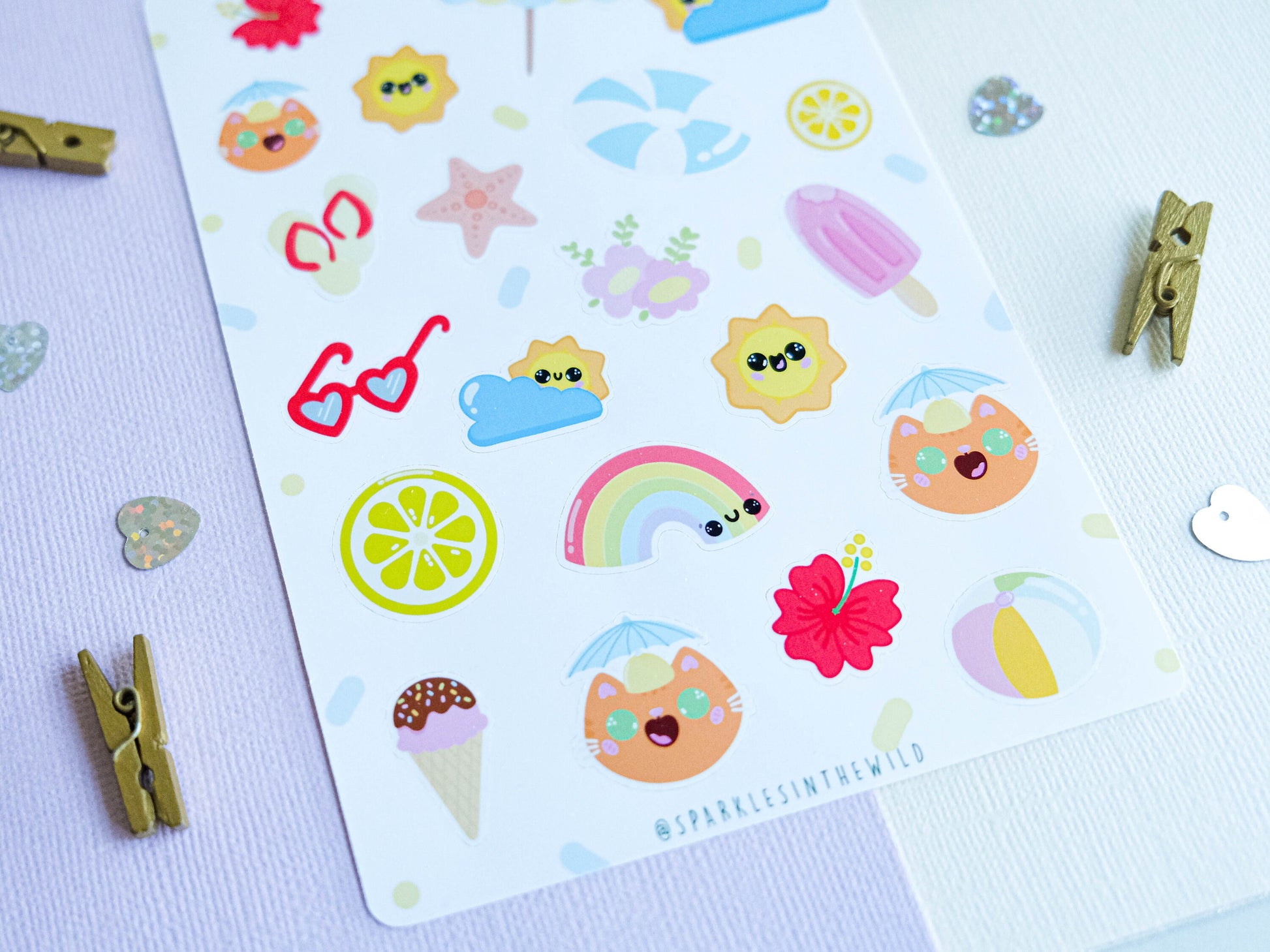 Stickersheet water resistant Summer Party Kawaii to decorate bullet journal and planner