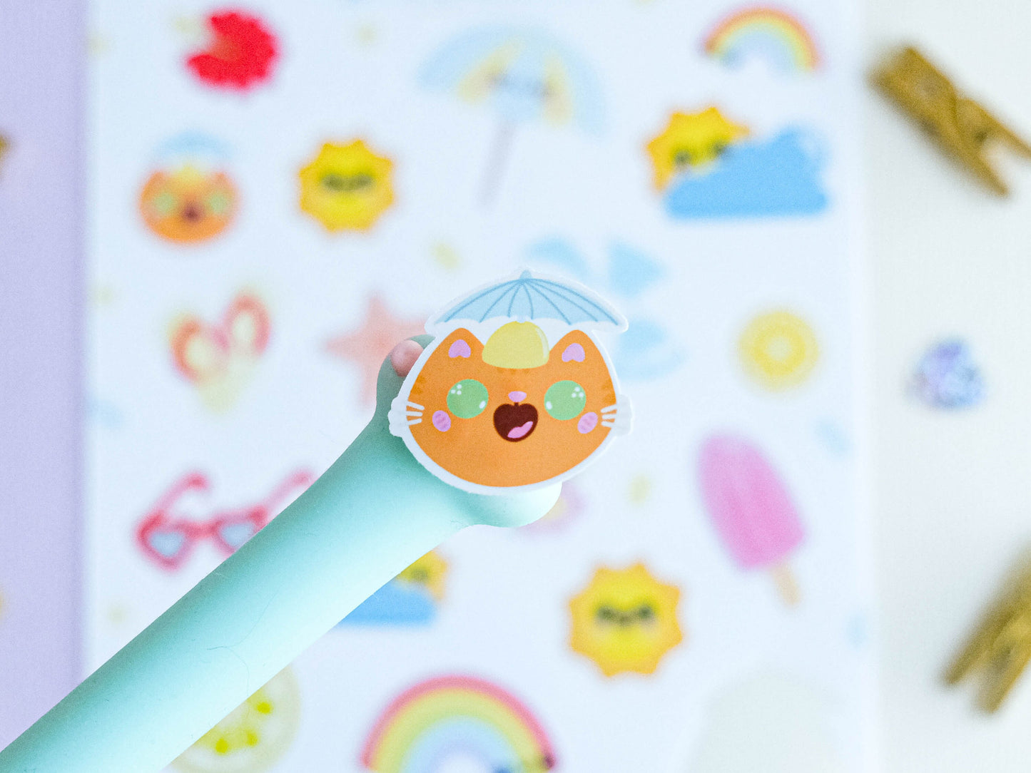 Stickersheet water resistant Summer Party Kawaii to decorate bullet journal and planner