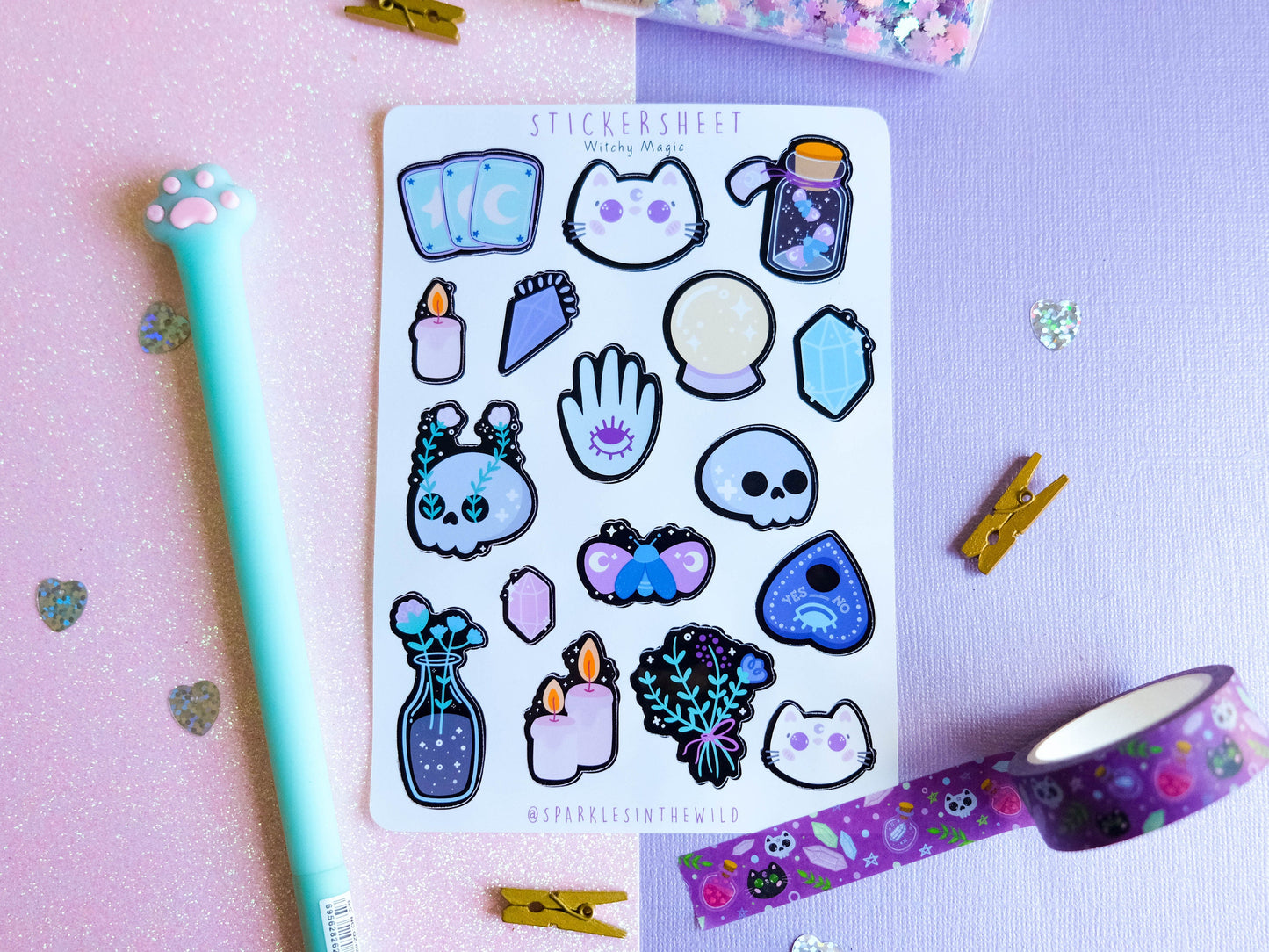 Stickersheet water resistant Witchcraft and Magical stickers perfect to decorate bujo and planners