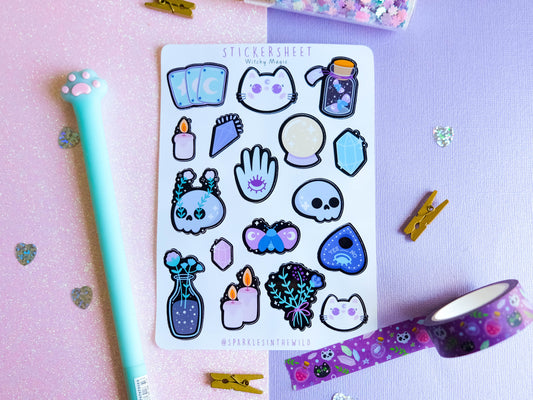 Stickersheet water resistant Witchcraft and Magical stickers perfect to decorate bujo and planners