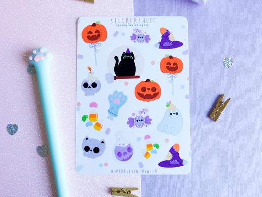 Stickersheet Kawaii Spooky Season - Stickersheet Halloween - Planner Stickers - Scrapbook Stickers - Set of Sticker for Bullet Journal