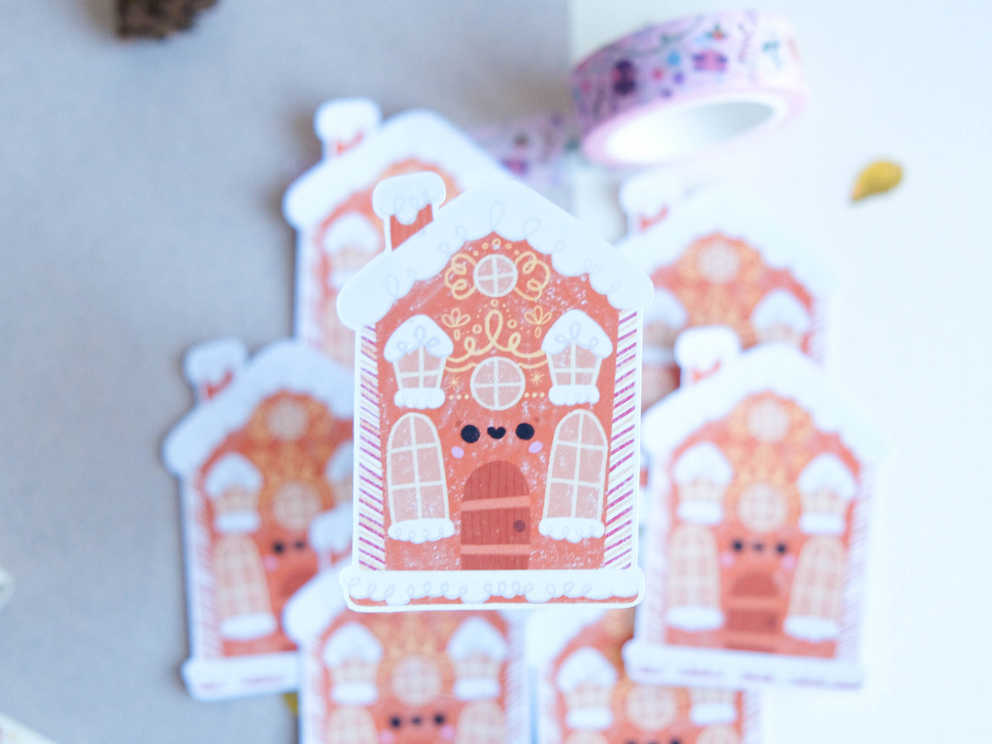 Sticker matte Cute Gingerbread House for Christmas perfect to decorate every surface to celebrate the Holidays