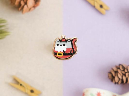 LIMITED EDITION - Mini Hard Enamel Pin Cute Cat with Santa outfit for Christmas perfect as board filler pin