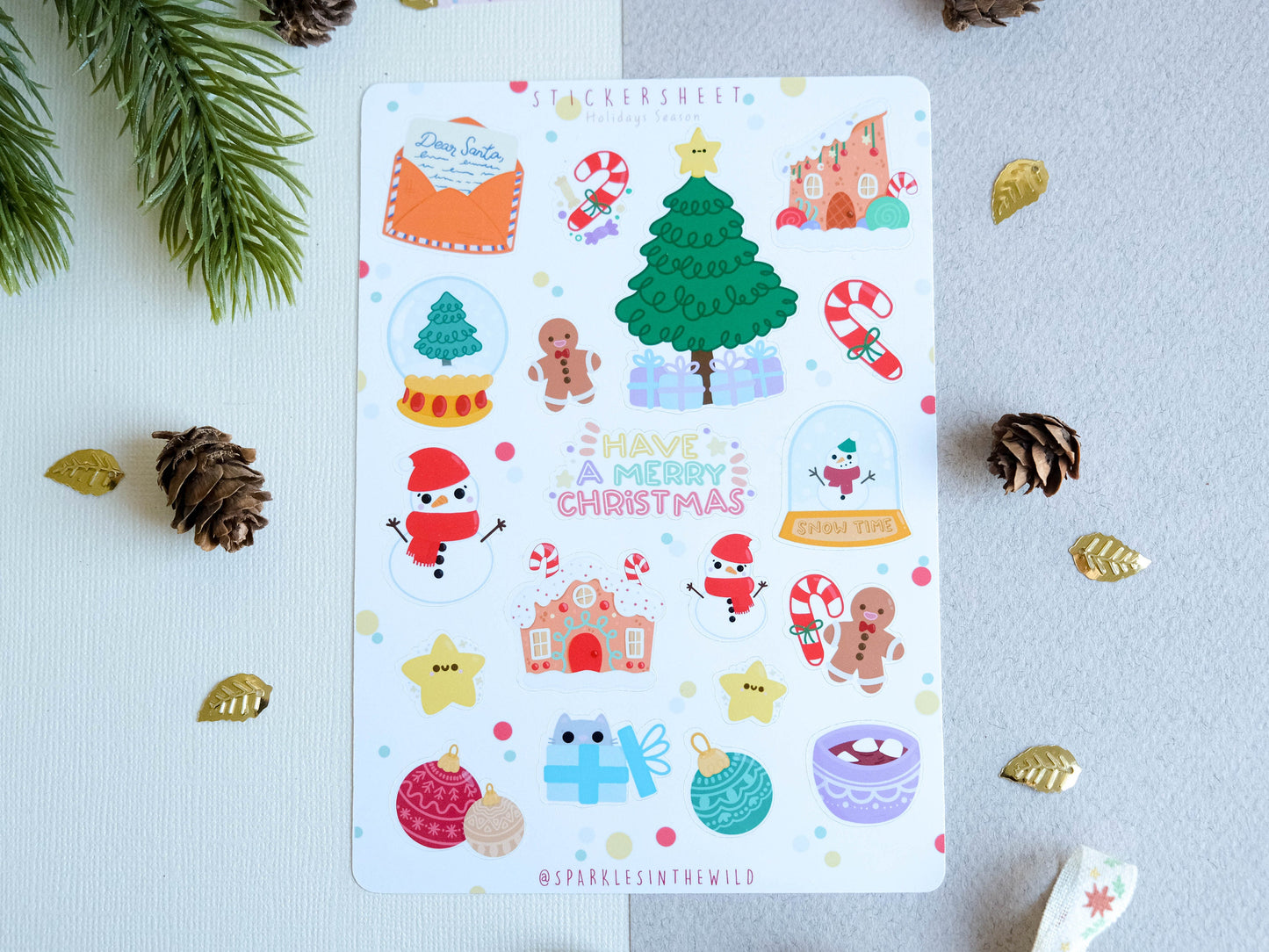 Sticker sheet water resistant Gingerbread House for Christmas to decorate bullet journal and planner