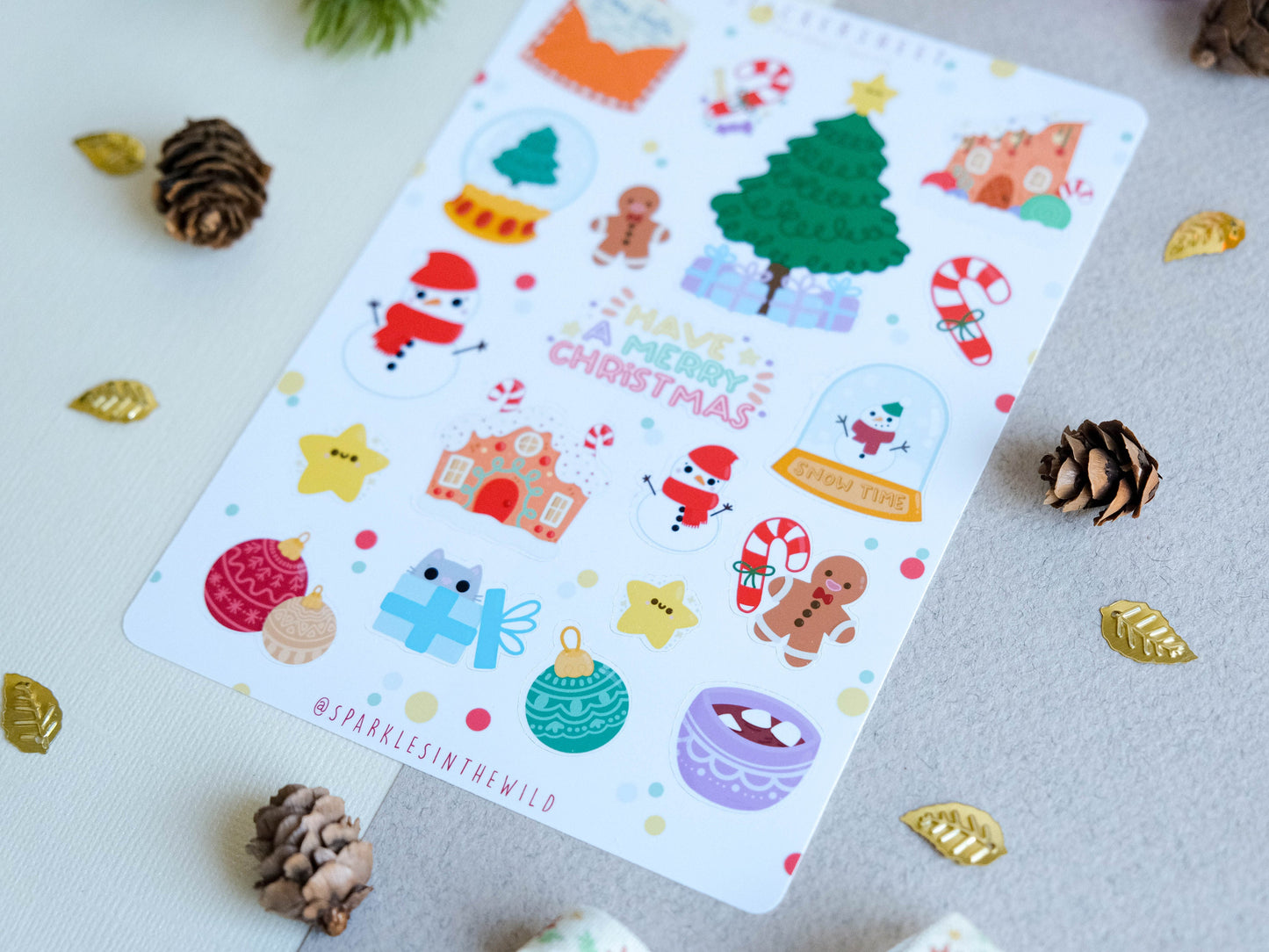 Sticker sheet water resistant Gingerbread House for Christmas to decorate bullet journal and planner