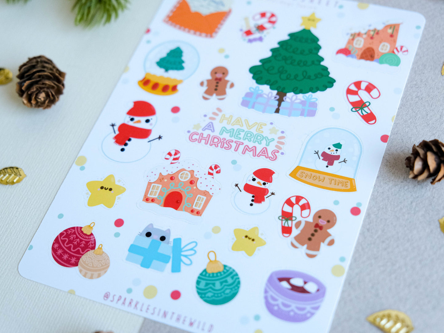Sticker sheet water resistant Gingerbread House for Christmas to decorate bullet journal and planner