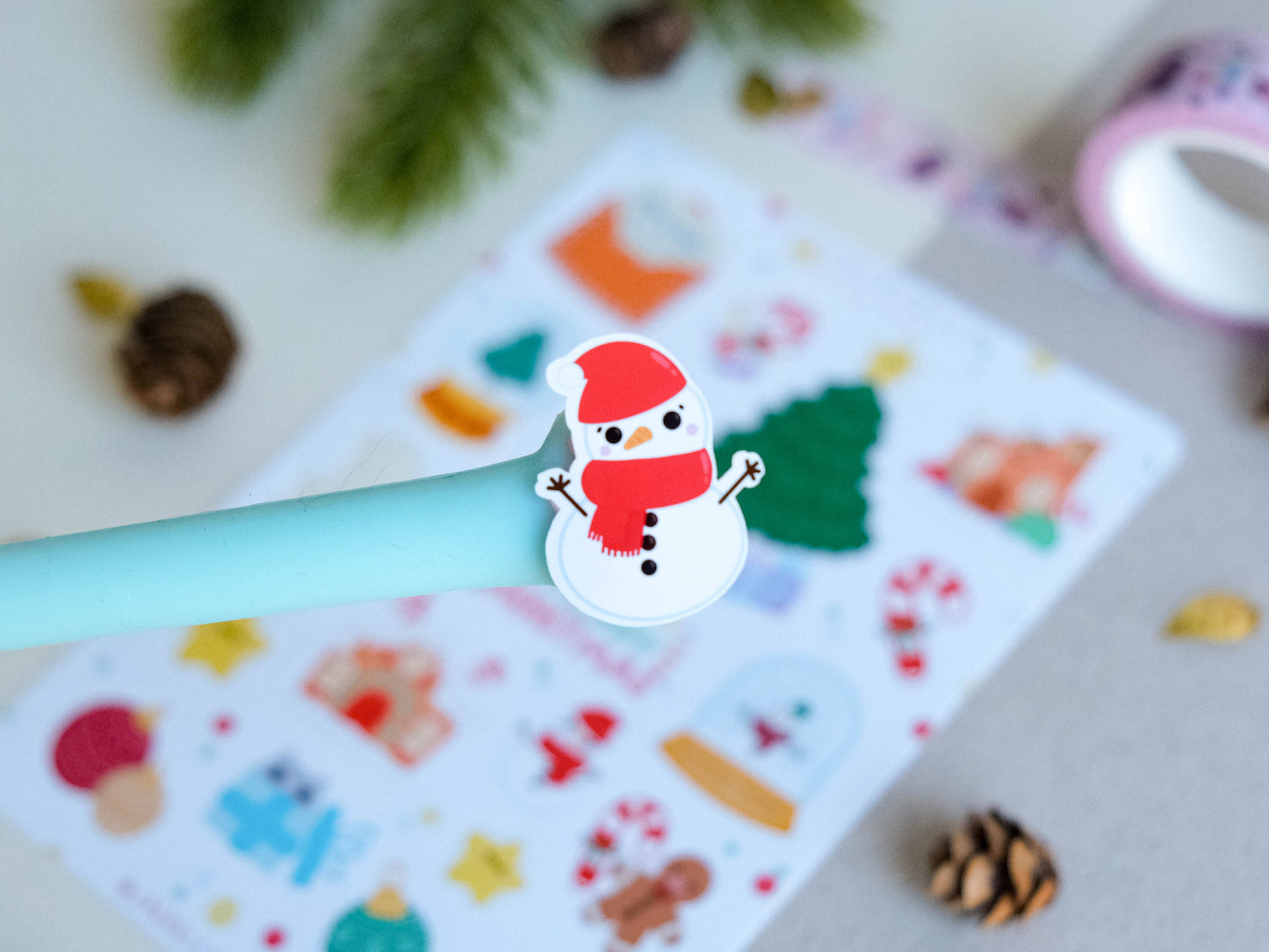 Sticker sheet water resistant Gingerbread House for Christmas to decorate bullet journal and planner