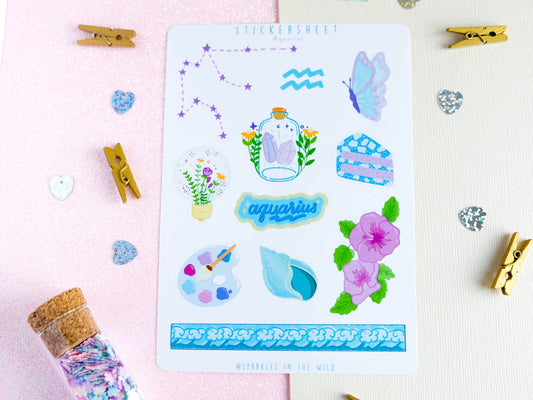 Sticker sheet Zodiac Aquarius perfect to add a personal touch to your favorite items with these Aquarius stickers.