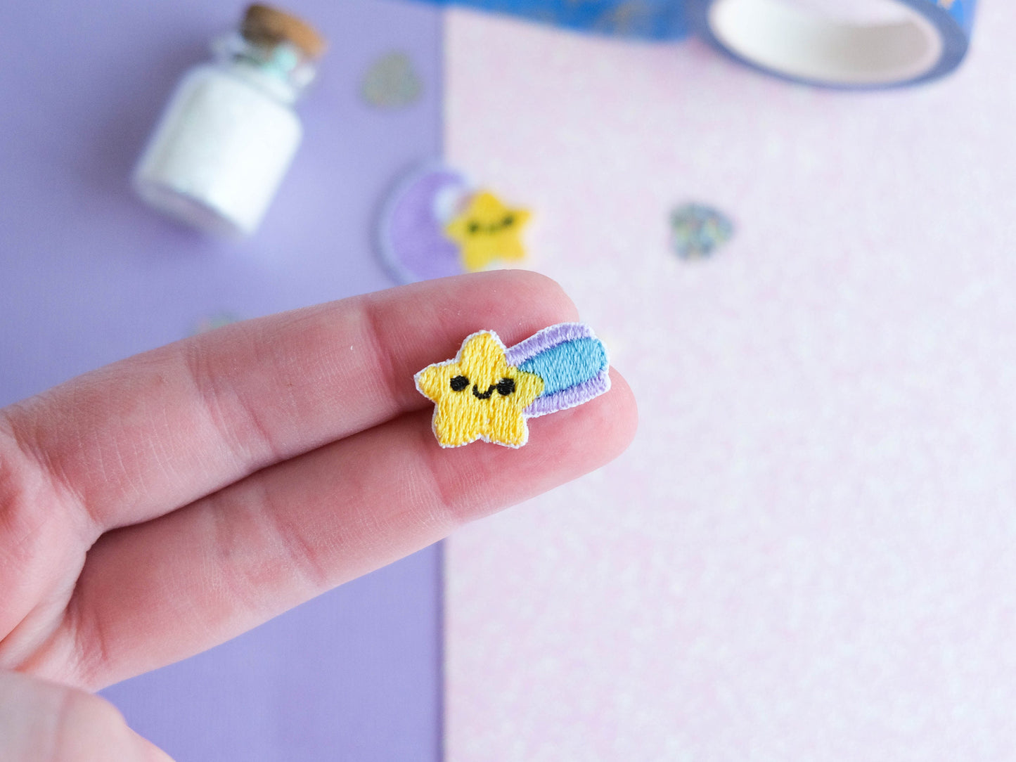 Pack mini patch iron-on embroidery cute galaxy with stars and planets to decorate jackets and jeans