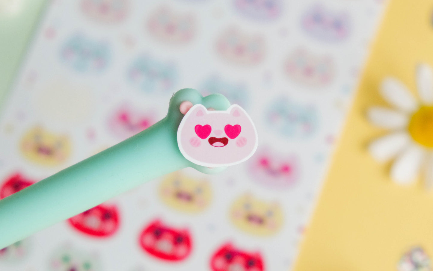 Stickersheet water resistant colorful mood tracker with cats perfect for Bullet Journal and planner