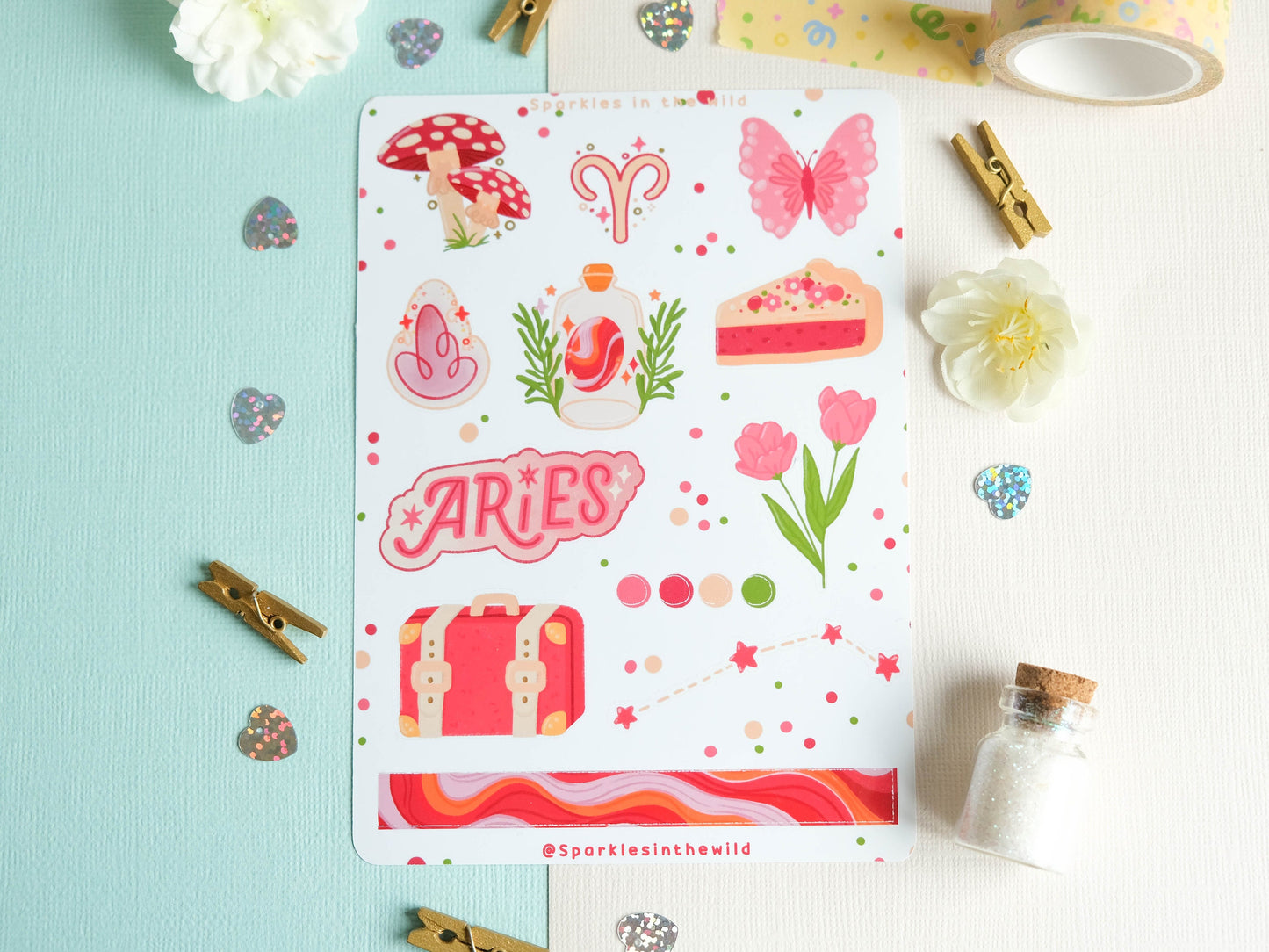 Sticker sheet Aries astrology enthusiasts - Add a personal touch to your favorite items with this unique collection of Aries stickers