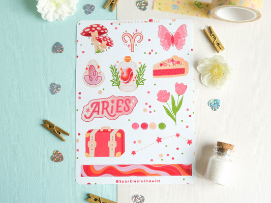 Sticker sheet Aries astrology enthusiasts - Add a personal touch to your favorite items with this unique collection of Aries stickers