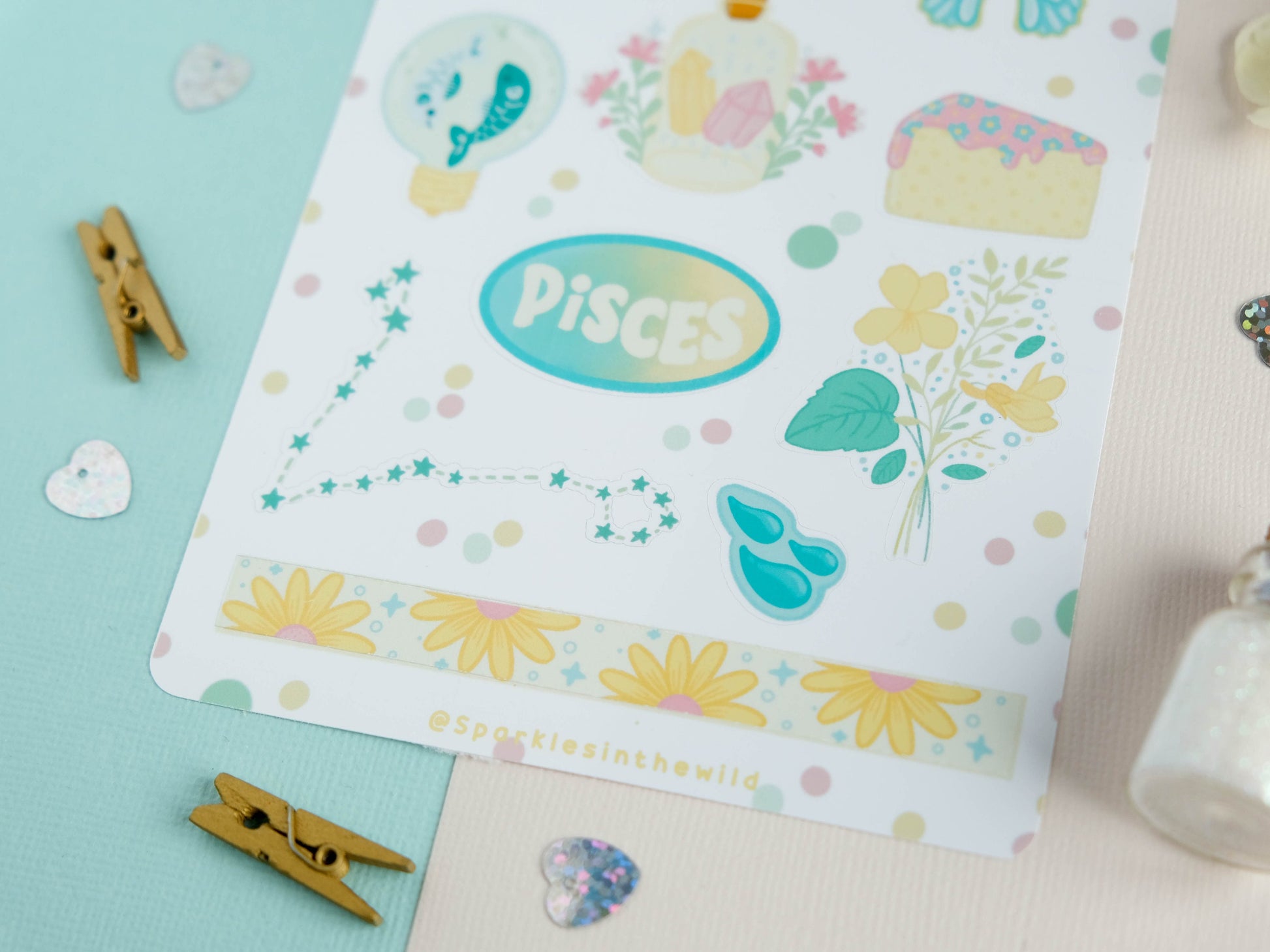 Sticker sheet Pisces astrology enthusiasts - Add a personal touch to your favorite items with this unique collection of Pisces stickers.