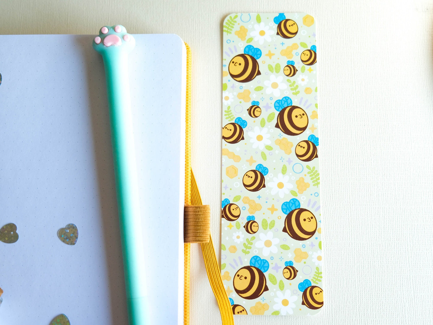 Bookmark colorful with bees and bumblebees perfect for a gift for book lover and bookworm