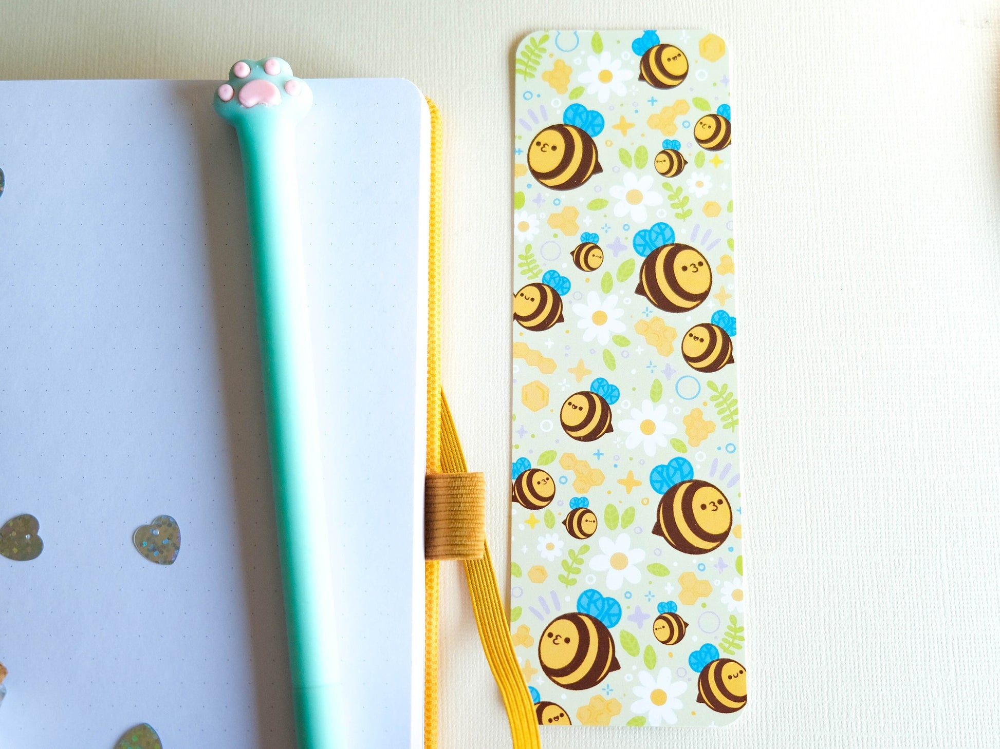 Bookmark colorful with bees and bumblebees perfect for a gift for book lover and bookworm