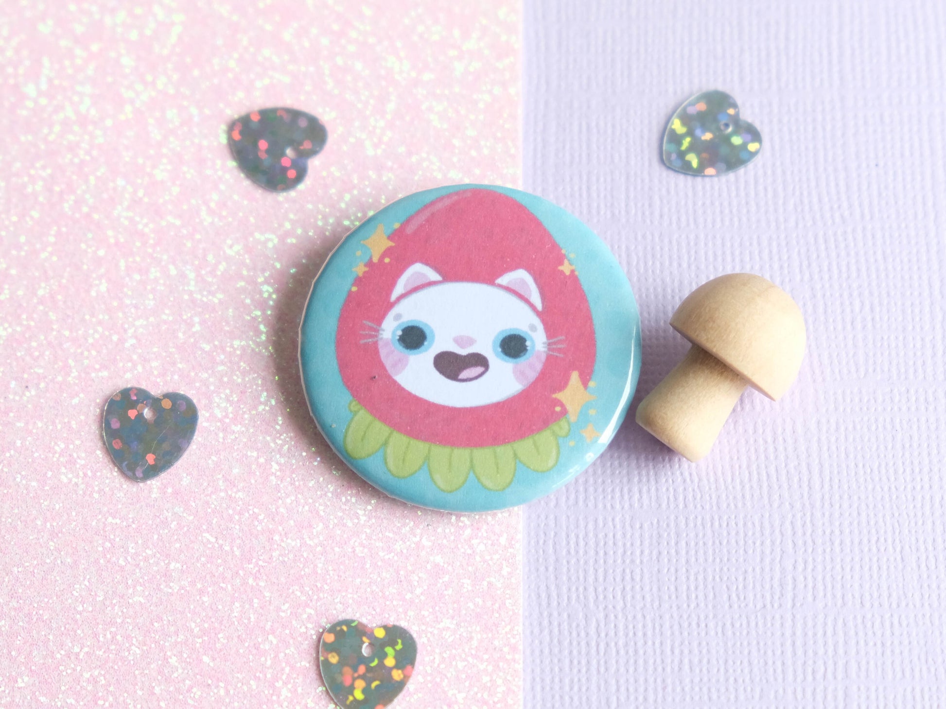Badge bouton épingle rond finition glossy pour décorer sac à dos, veste et totebag