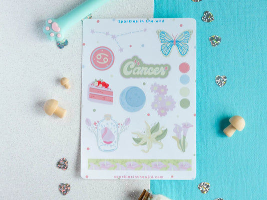 Cancer Astrology Sign Sticker Sheet