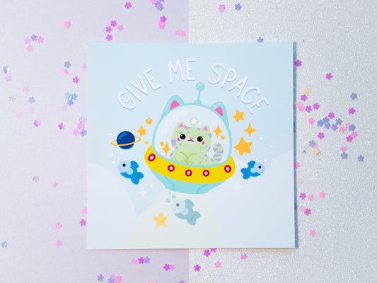 Alien Cat "Give me Space" Illustration Art Print