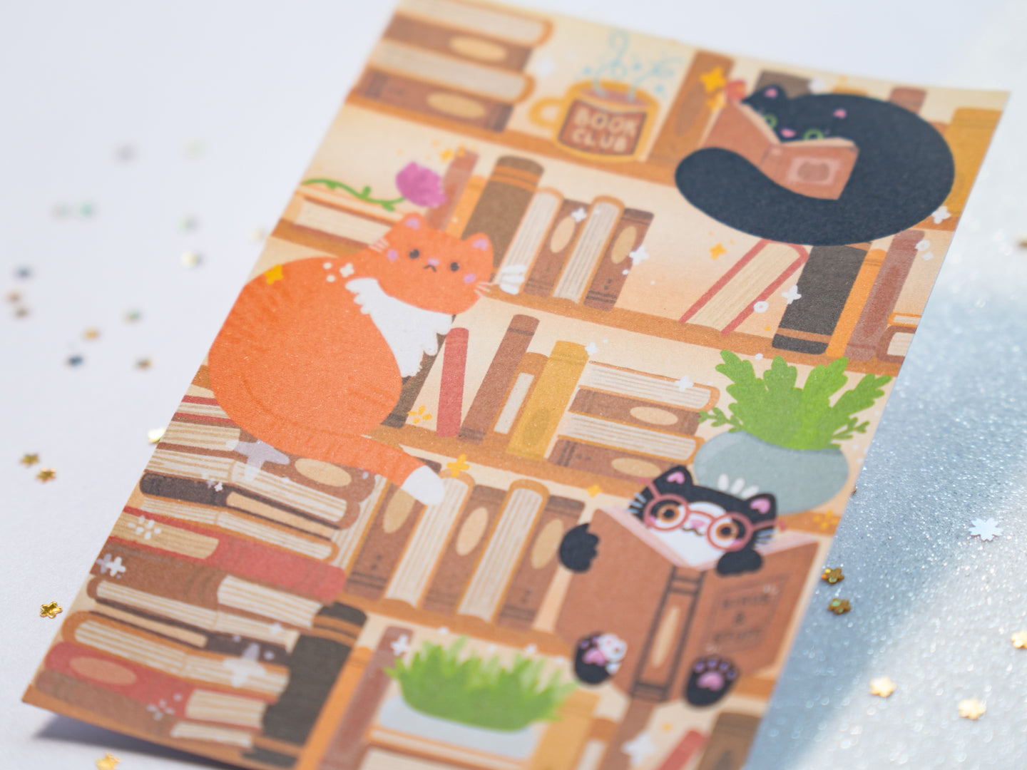 Book Lover Cats Illustration Art Print