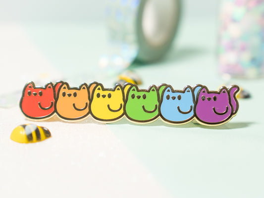 Multi Rainbow Cat Enamel Pin