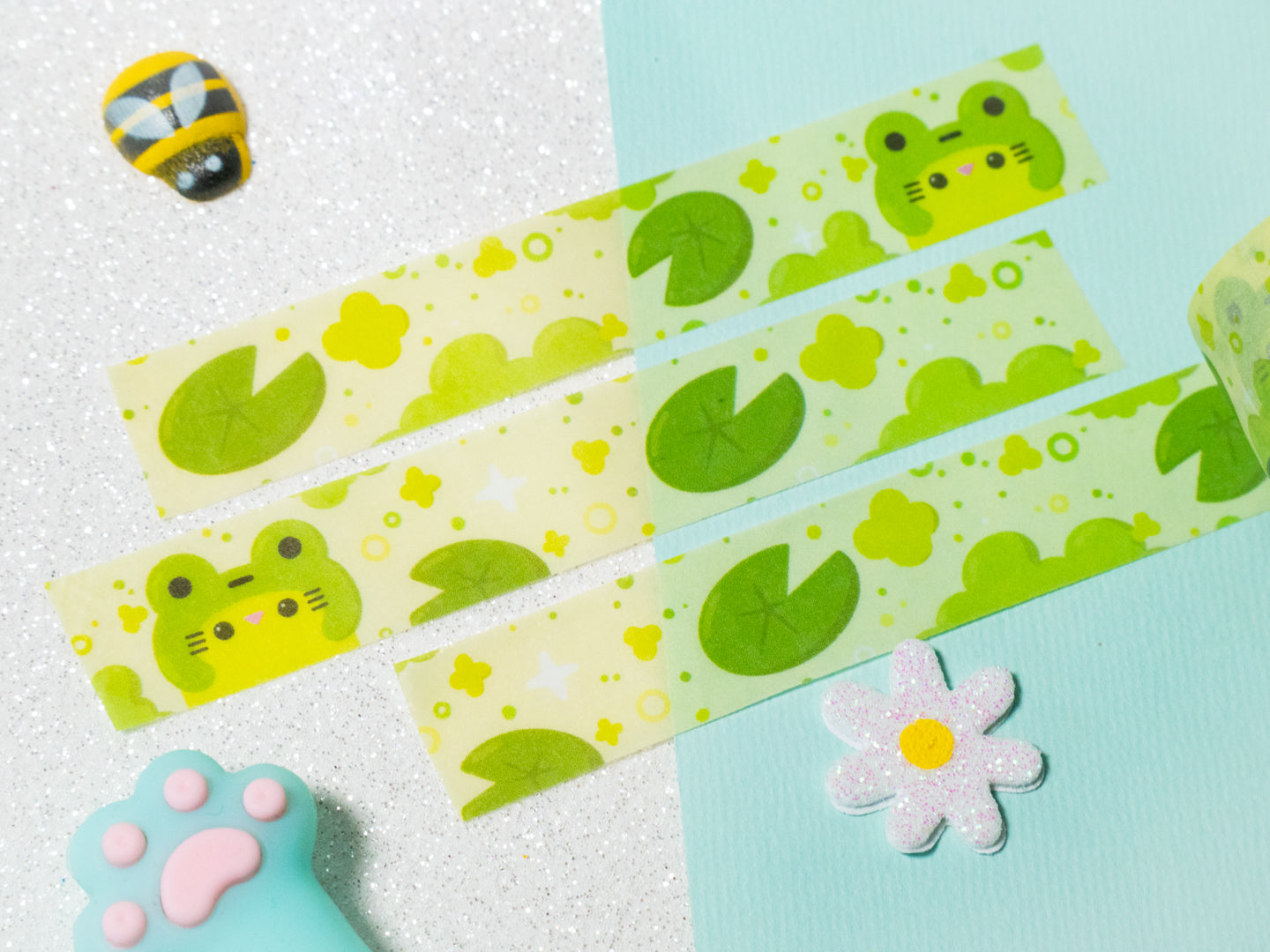 Waterlily Cat Washi tape - Whiskered Longers Collection