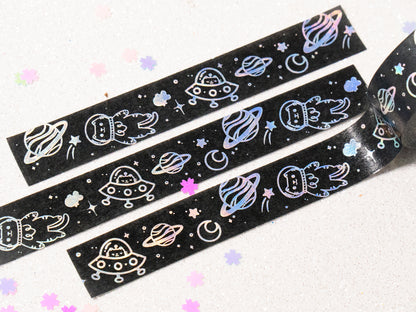 Space Cat & Aliens Chrome Holographic Washi tape