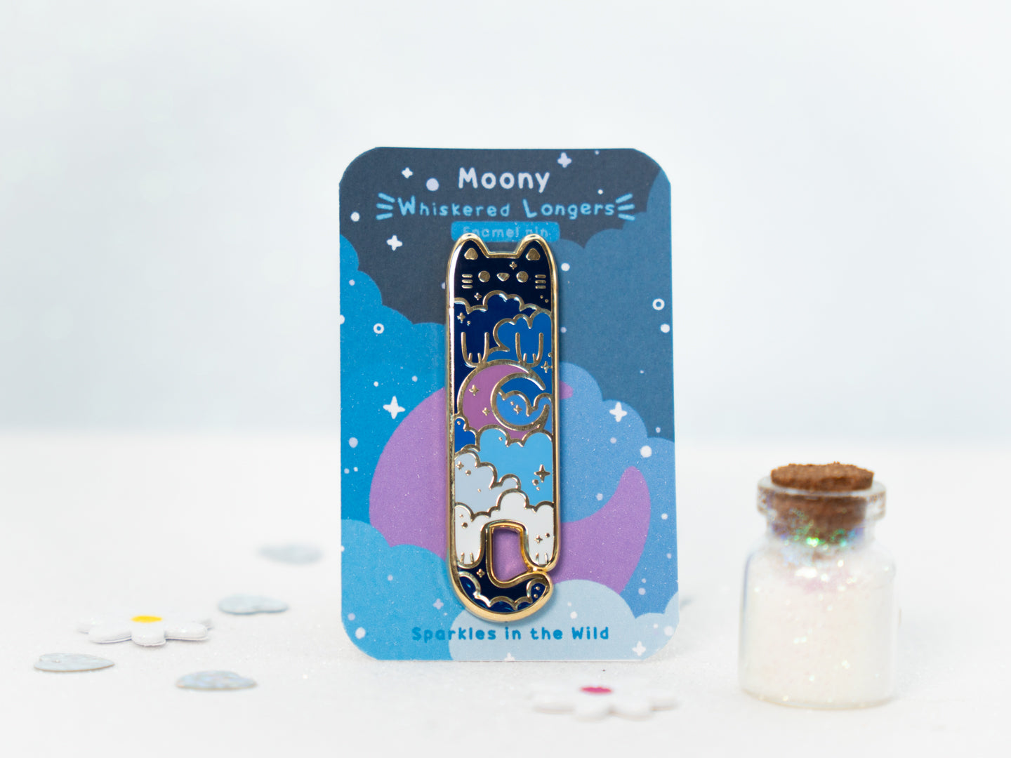 Moony Cat Pins - Whiskered Longers Collection