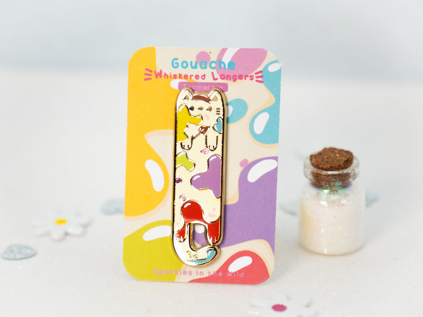 Gouache Cat Pins - Whiskered Longers Collection