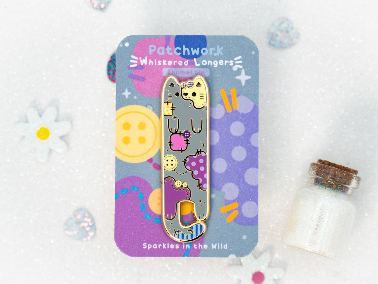 Patchwork Cat Pins - Whiskered Longers Collection