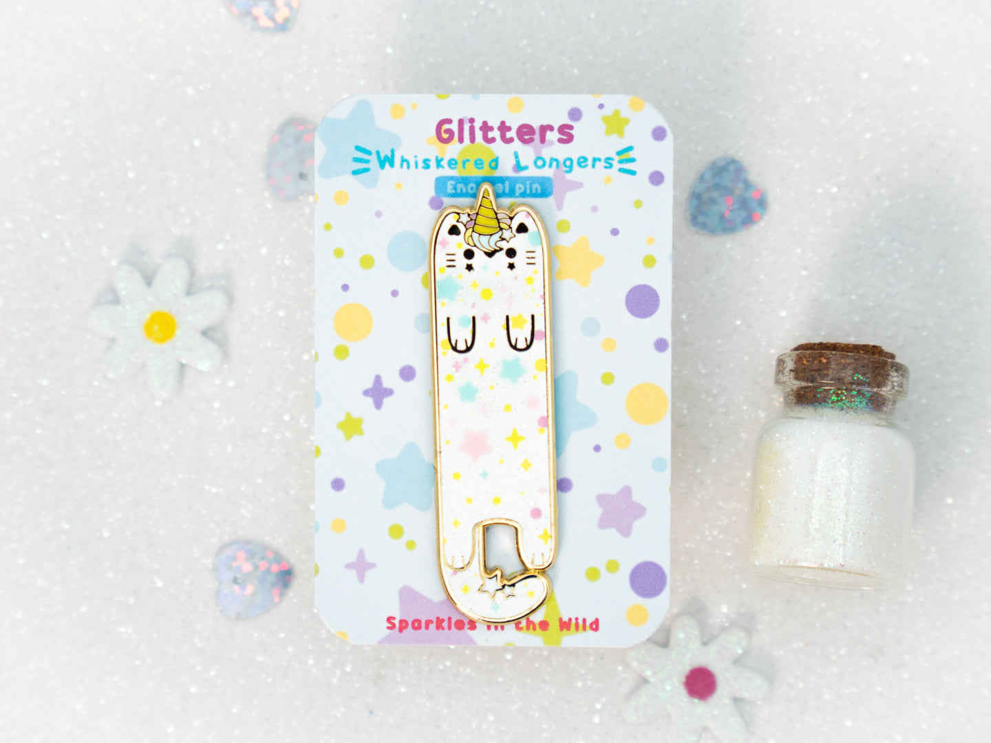 Glitters Cat Pins - Whiskered Longers Collection