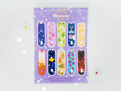 Long Cute Cat Sticker Sheet - Purple Series - Whiskered Longers Collection