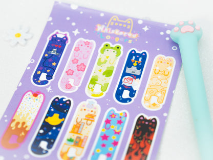 Long Cute Cat Sticker Sheet - Purple Series - Whiskered Longers Collection