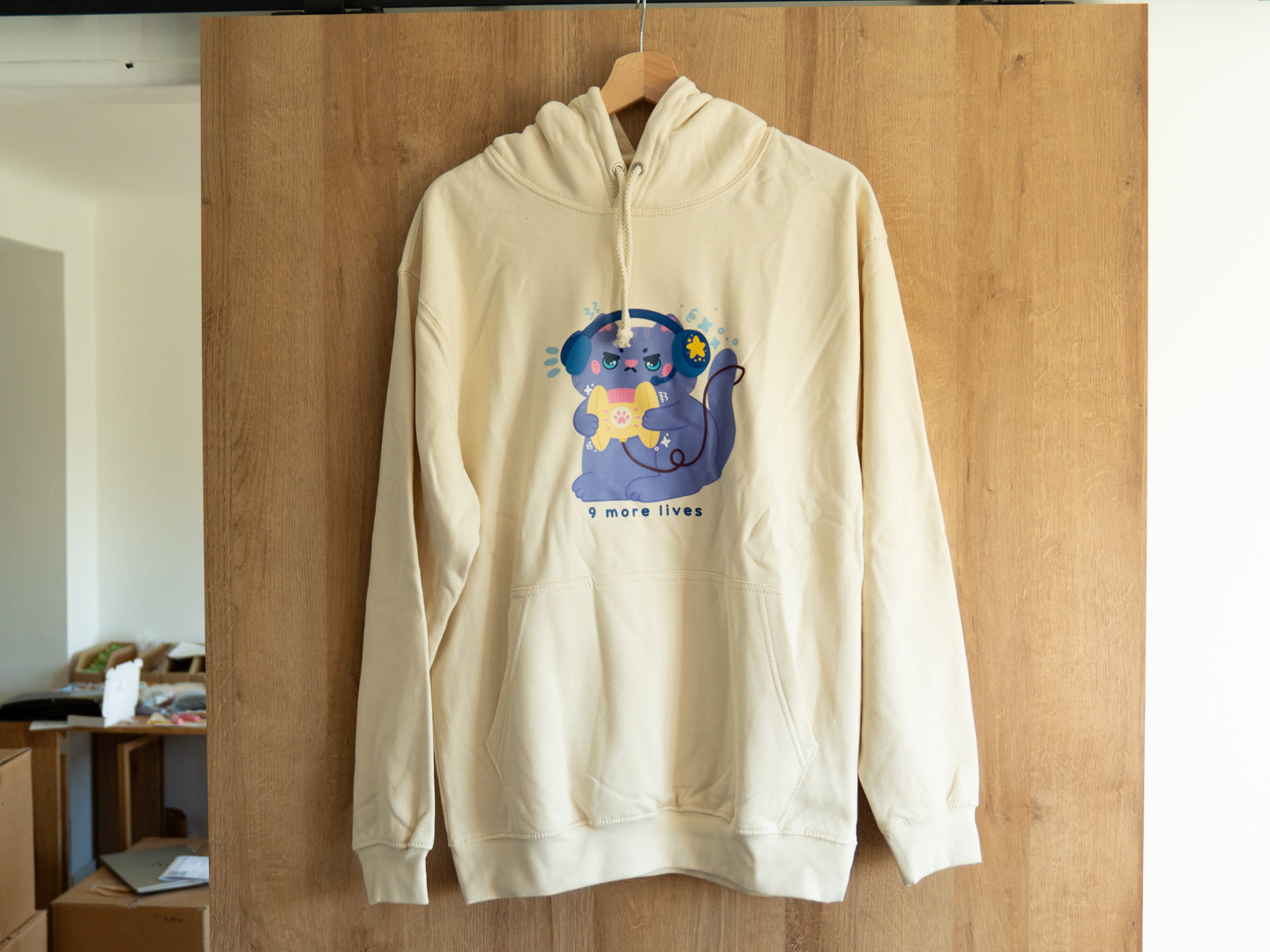 Kawaii Gamer Cat Hoodie "9 More Lives"