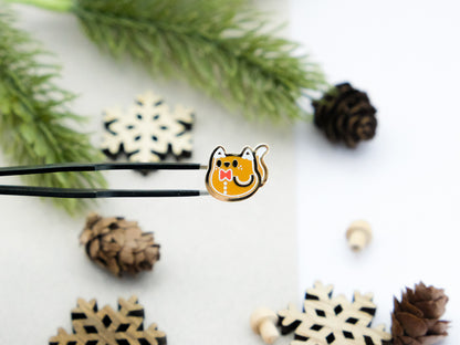Gingerbread Cat Christmas Enamel Pin - Teeny Tinycats