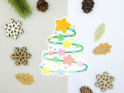 Festive Christmas Tree with Stars Sticker