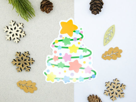 Festive Christmas Tree with Stars Sticker