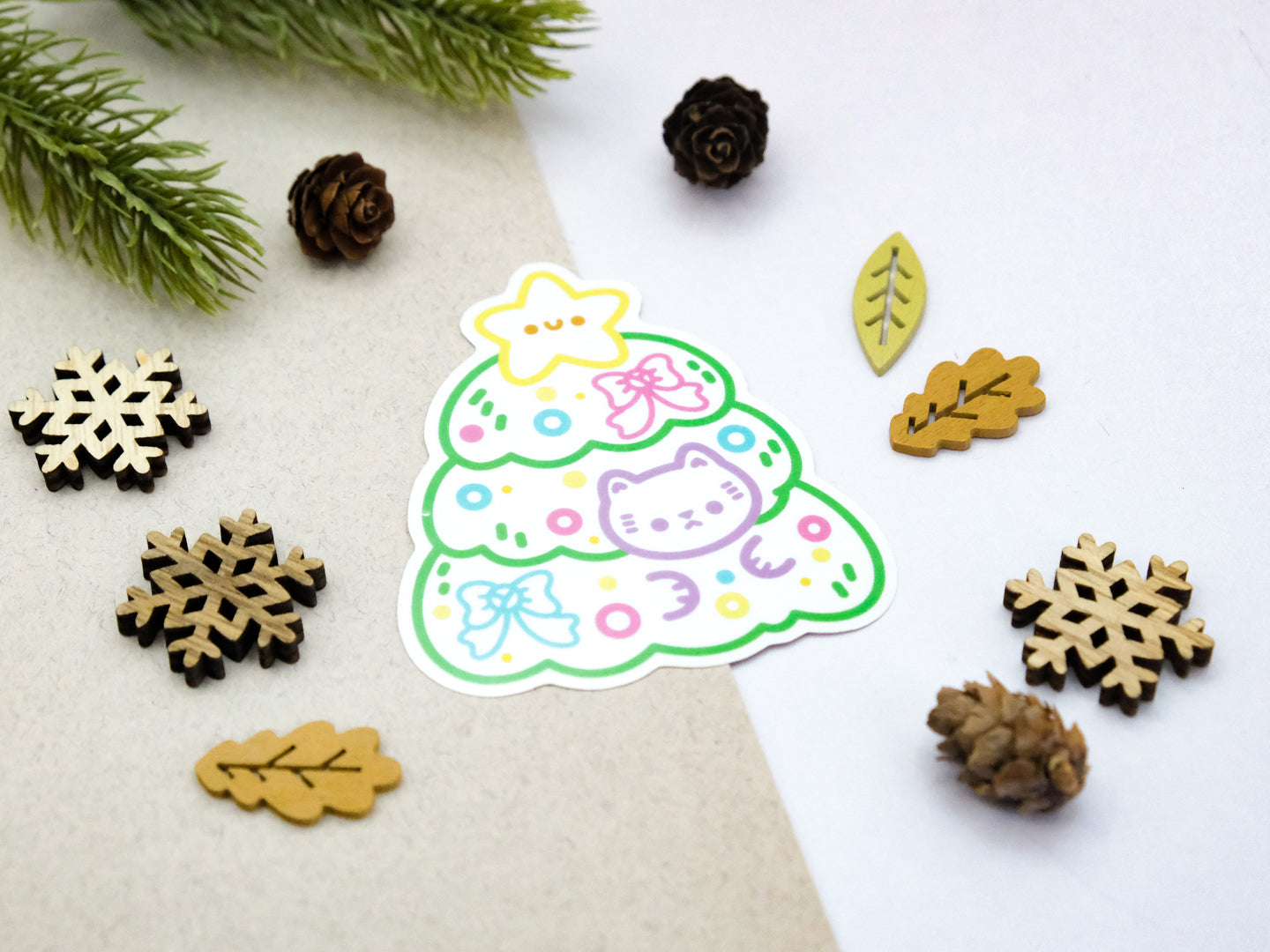 Cute Star Christmas Tree Sticker