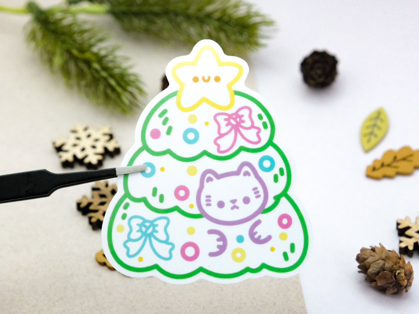 Cute Star Christmas Tree Sticker
