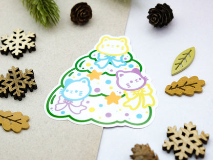 Cute Cat Christmas Tree Sticker