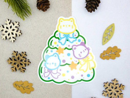Cute Cat Christmas Tree Sticker