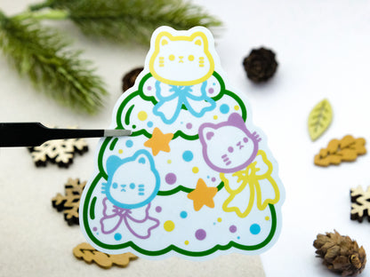 Cute Cat Christmas Tree Sticker