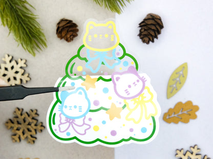 Cute Cat Christmas Tree Sticker