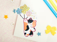 Calico Cat Balloon Glitter Sticker