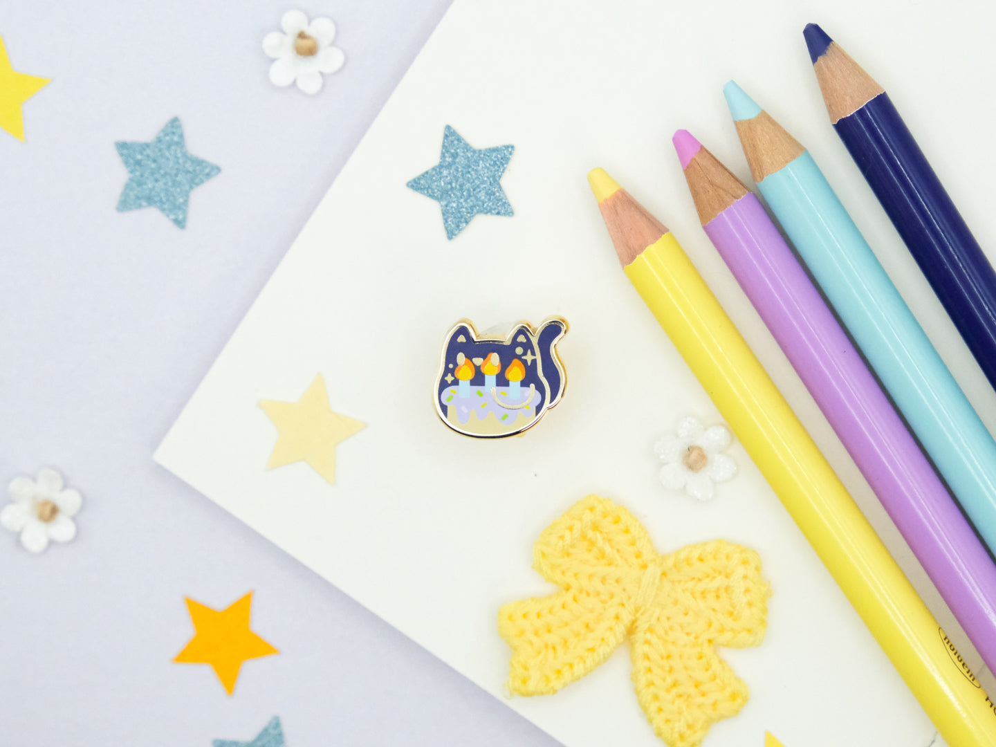 Birthday Cake Cat Enamel Pin - Tinycats