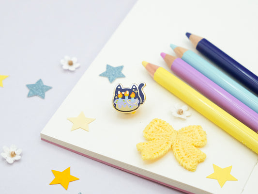 Birthday Cake Cat Enamel Pin - Tinycats